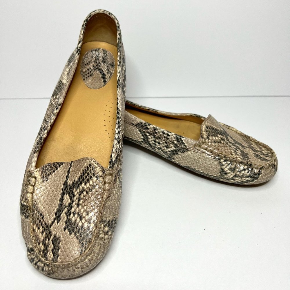 Cole Haan Nike Air Driving Loafers 11B Gray Snakeskin